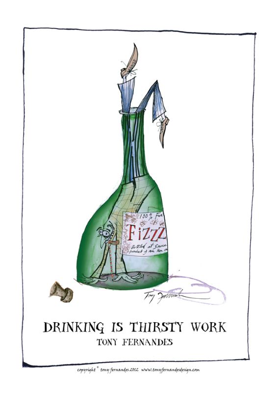 Drinking is Thirsty Work - fun wine connoisseur print by Tony Fernandes